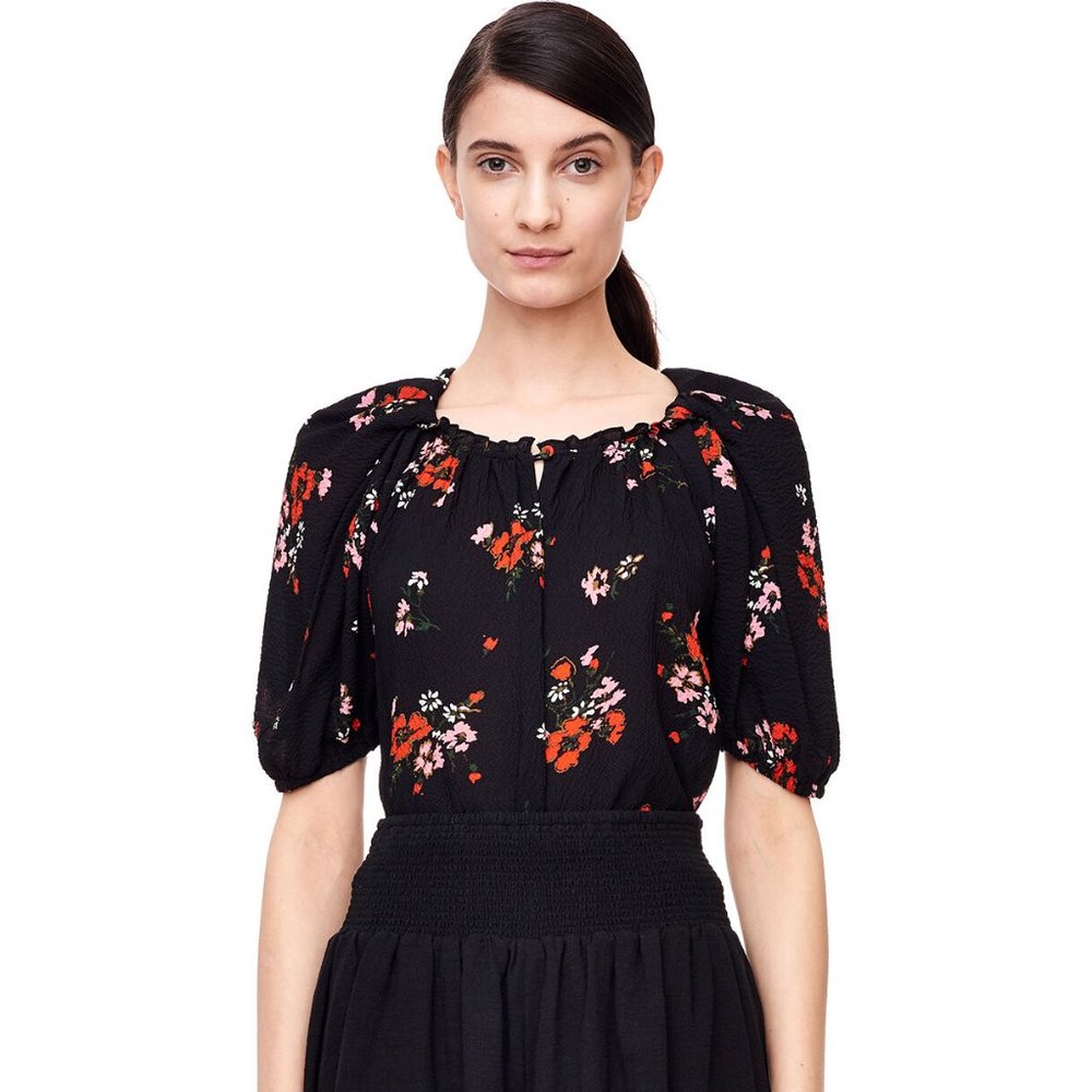 Rebecca Taylor Short Sleeve Marguerite Silk EXCLUSIVE Floral Print Top Sz 00
